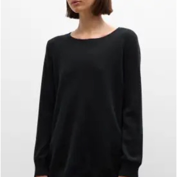 Vince black 100% cotton stretchy scooped neck thin oversized sweater top - Picture 1 of 11